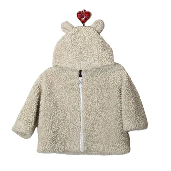 Hanna Andersson Other - Hanna Andersson Fleece Jacket Bear Ears Hoodie Sherpa Jacket 5-12 Months Size 70
